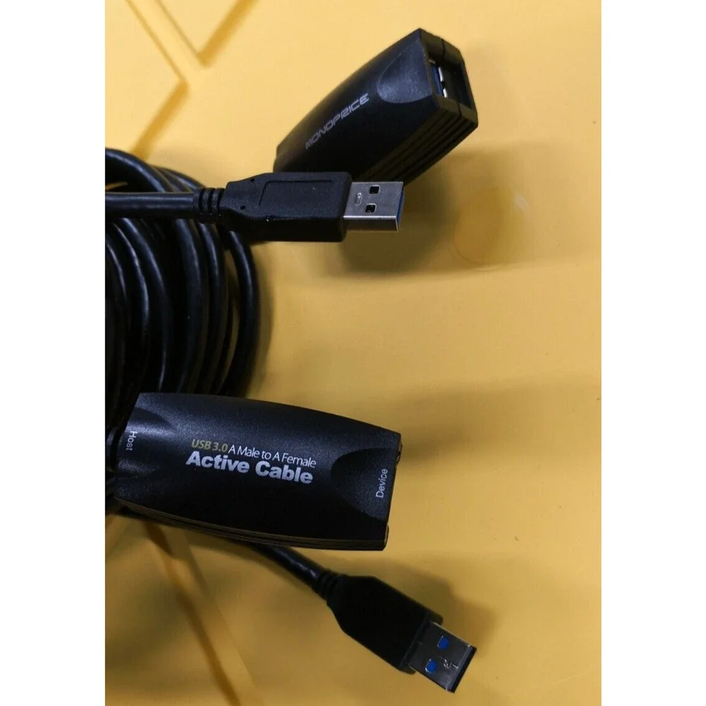 2pack- Monoprice USB-A to USB-A Female 3.0 Extension Cable - Active, Black, 15ft